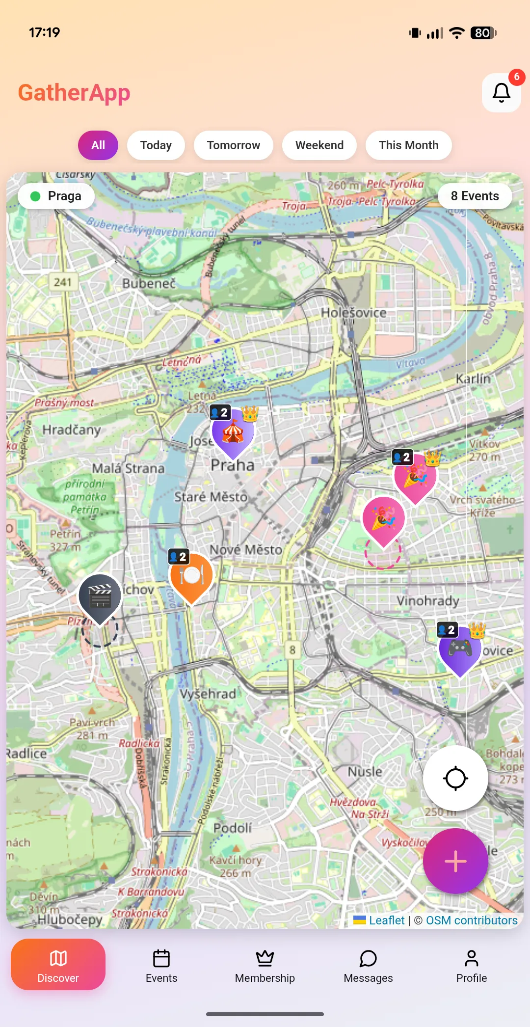 GatherApp mobile application screenshot